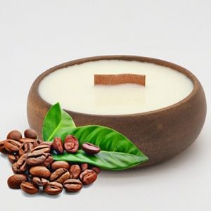 KONA COFFEE Soy Candles in Reusable Acacia Bowl, 5 oz